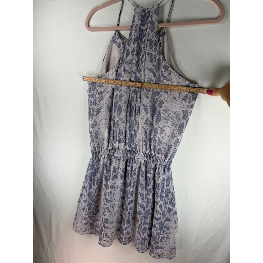 Joie Snakeskin Print Halter Mini Dress Blue Pleated Racerback‎ Small - Picture 6 of 9